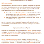A sample page of the workbook that is included with the kit. It recommends Lighting the candle that is included with the kit and getting in touch with your emotions about selling your home