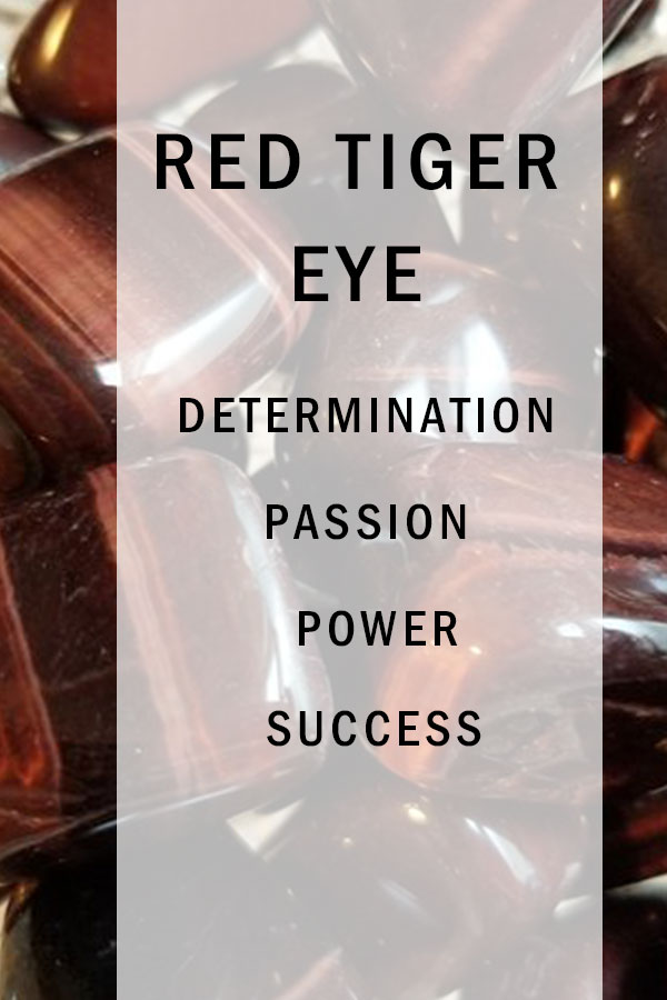 Blog post titled, red tiger Eye with the spiritual meanings of determination, passion, power and success