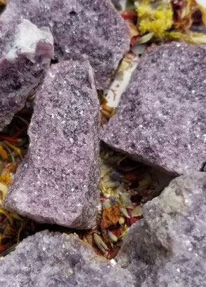 Several pieces of upclose Lepidolite stones